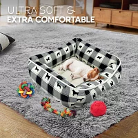 Precious Tails 24" Black Plaid Cuddler Pet Beds
