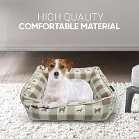 Precious Tails 24" Taupe Plaid Cuddler Pet Beds