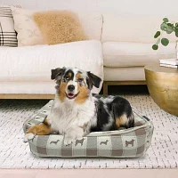Precious Tails 24" Taupe Plaid Cuddler Pet Beds
