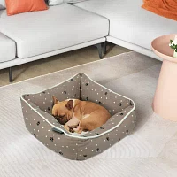 Precious Tails 20" Taupe Paws Dots Pet Bed