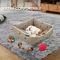 Precious Tails 20" Taupe Paws Dots Pet Bed