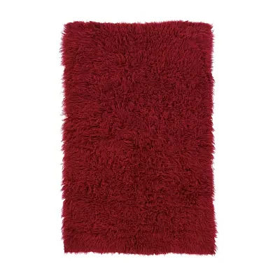 Linon Flokati Solid Woven Rectangular Accent Rug