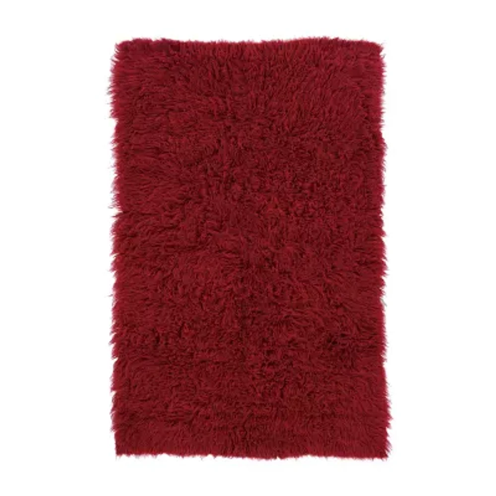 Linon Flokati Solid Woven Rectangular Area Rug