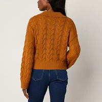 a.n.a Womens Long Sleeve Tie Neck Pullover Sweater