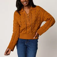a.n.a Womens Long Sleeve Tie Neck Pullover Sweater