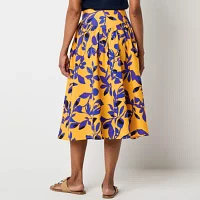 Liz Claiborne Womens Mid Rise Midi A-Line Skirt