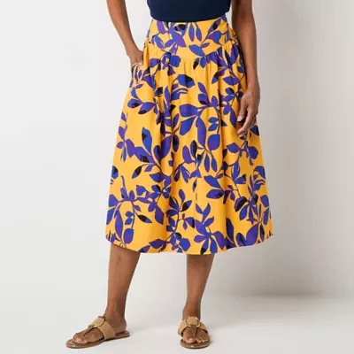 Liz Claiborne Womens Mid Rise Midi A-Line Skirt