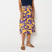 Liz Claiborne Womens Mid Rise Midi A-Line Skirt