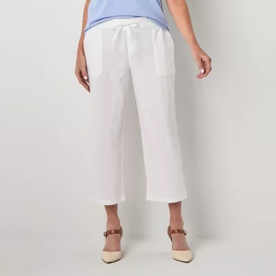 Liz Claiborne Womens Mid Rise Wide Leg Pull-On Pant
