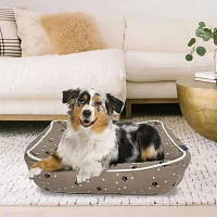 Precious Tails 20" Taupe Paws Dots Pet Bed