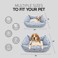 Precious Tails 24" Gray Paws Dots Pet Beds