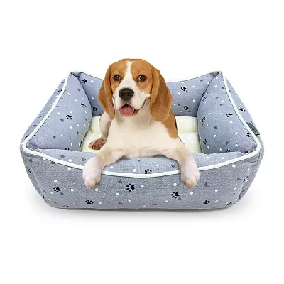 Precious Tails 24" Gray Paws Dots Pet Beds