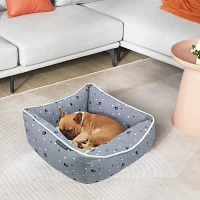 Precious Tails 24" Gray Paws Dots Pet Beds