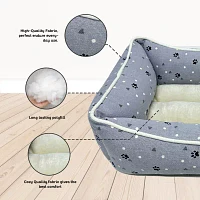 Precious Tails 24" Gray Paws Dots Pet Beds