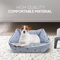 Precious Tails 24" Gray Paws Dots Pet Beds