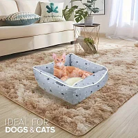 Precious Tails 24" Gray Paws Dots Pet Beds