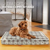Precious Tails 40" Taupe Plaid Pet Beds
