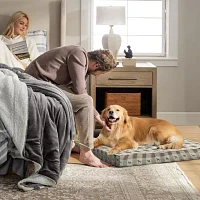 Precious Tails 40" Taupe Plaid Pet Beds