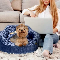 Precious Tails Leopard Navy Pet Bed