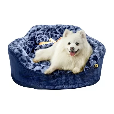 Precious Tails Leopard Navy Pet Bed