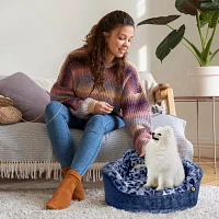 Precious Tails Leopard Navy Pet Bed