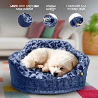 Precious Tails Leopard Navy Pet Bed