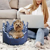 Precious Tails Crown Navy Pet Beds