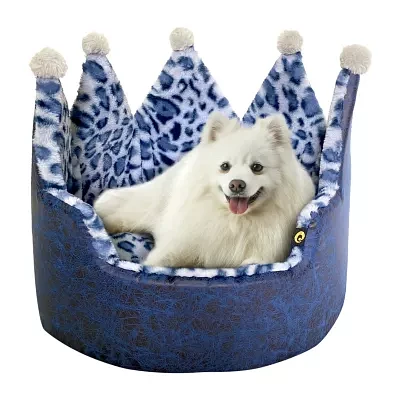 Precious Tails Crown Navy Pet Beds