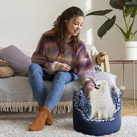 Precious Tails Crown Navy Pet Beds