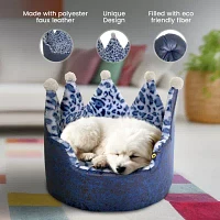 Precious Tails Crown Navy Pet Beds