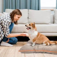 Precious Tails 35" Khaki Orange Waterproof Pet Beds