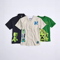 Little & Big Boys V Neck Short Sleeve Minecraft Jersey