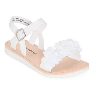 Christie & Jill Little Big  Girls Ava Ankle Strap Flat Sandals