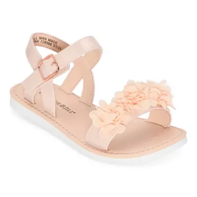 Christie & Jill Little Big  Girls Ava Ankle Strap Flat Sandals