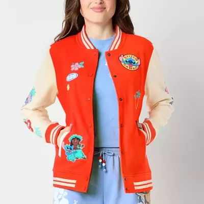 Fleece Midweight Lilo & Stitch Womens Juniors Bomber Varsity Jacket