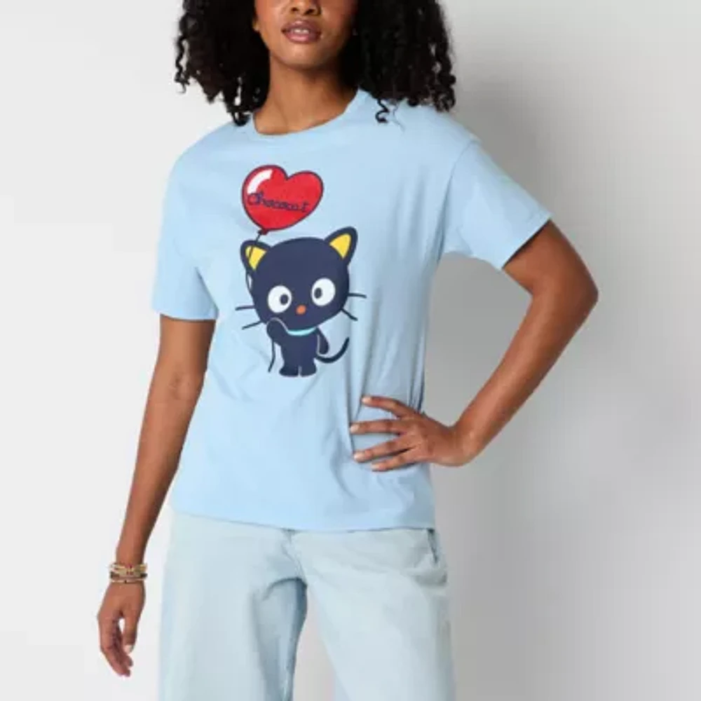 Juniors Chococat Friend Of The Month Boyfriend Tee Womens Crew Neck Short Sleeve Hello Kitty Graphic T-Shirt