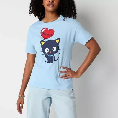 Juniors Chococat Friend Of The Month Boyfriend Tee Womens Crew Neck Short Sleeve Hello Kitty Graphic T-Shirt