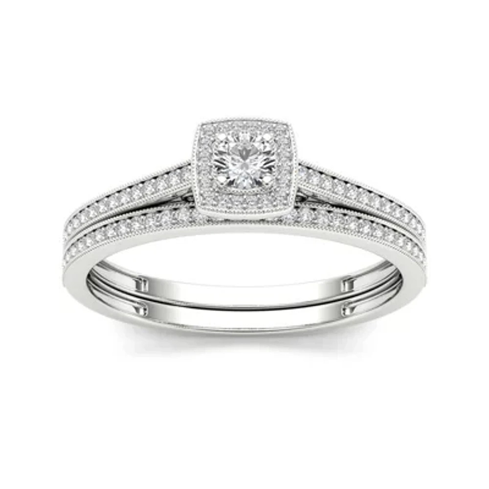 1/3 CT.T.W. Natural Diamond 10K White Gold Engagement Ring