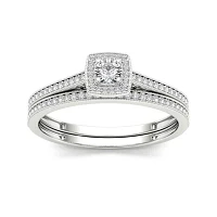 1/3 CT.T.W. Natural Diamond 10K White Gold Engagement Ring