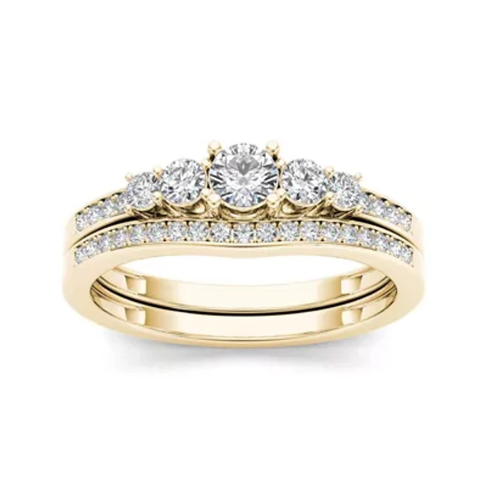 1 CT.T.W. Natural Diamond 14K Yellow Gold Bridal Ring Set