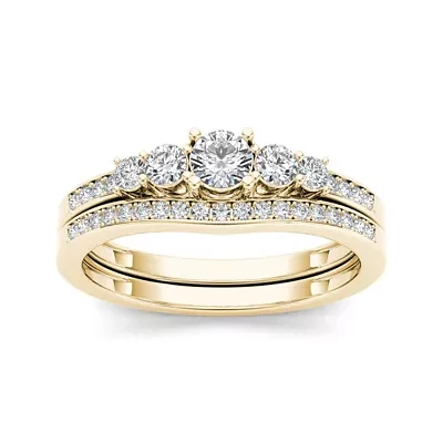 1 CT.T.W. Natural Diamond 14K Yellow Gold Bridal Ring Set