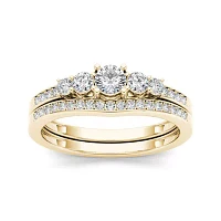 1 CT.T.W. Natural Diamond 14K Yellow Gold Bridal Ring Set