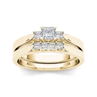 1/2 CT.T.W. Natural Diamond 14K Yellow Gold Bridal Ring Set