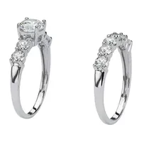 DiamonArt® Womens / CT. T.W. White Cubic Zirconia Platinum Over Silver Bridal Set