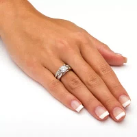 DiamonArt® Womens 1 3/4 CT. T.W. White Cubic Zirconia Platinum Over Silver Bridal Set