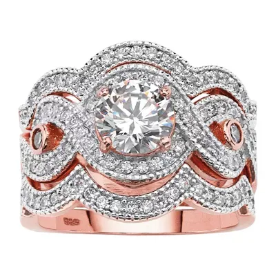 DiamonArt® Womens 2 1/3 CT. T.W. White Cubic Zirconia 14K Rose Gold Over Silver Bridal Set