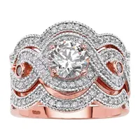 DiamonArt® Womens 2 1/3 CT. T.W. White Cubic Zirconia 14K Rose Gold Over Silver Bridal Set