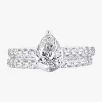 (H-I / SI1-SI2) Signature By Modern Bride Womens 2 1/2 CT. TW. Lab Grown White Diamond 14K Gold Pear Bridal Set