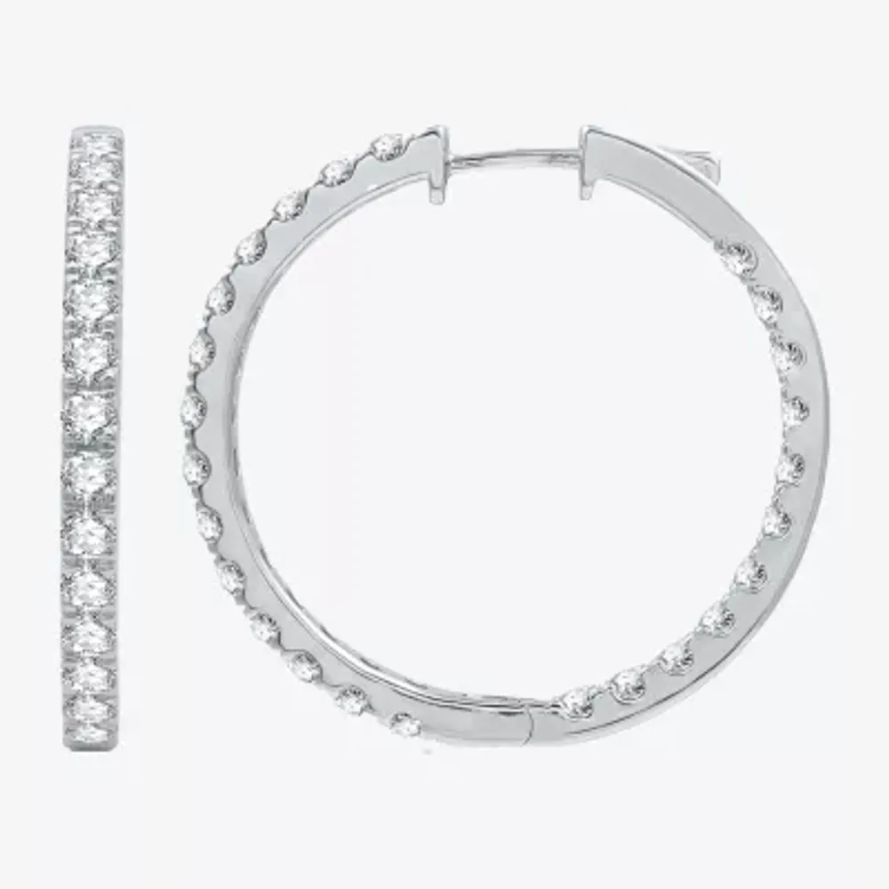 (H-I / I1) 5 CT. T.W. Lab Grown Diamond 10K or 14K White Yellow Gold 34.9mm Hoop Earrings