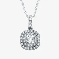 Ever Star (H-I / I1) Womens 1/2 CT. T.W. Lab Grown White Diamond 10K White Gold Cushion Pendant Necklace